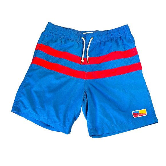 Men’s Five Four Ferry Blue Red Nautical Lined Drawstring Swim Trunks Size 32 - Picture 2 of 10